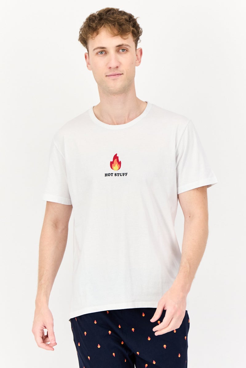 Celio Men 2pc Crew Neck Graphic Print Short Sleeves T-Shirt And Pant, Multicolor - Image 1